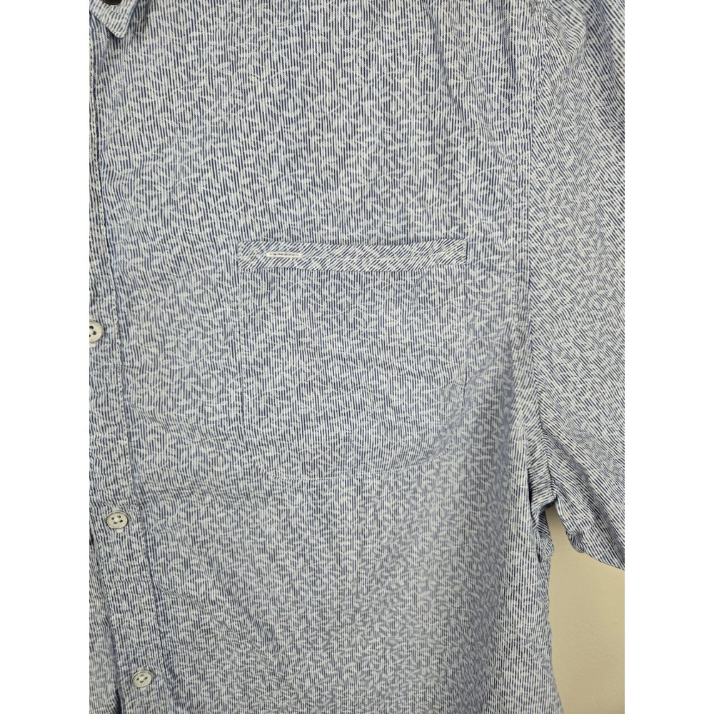Buffalo David Bitton Mens XXL Slim Fit Short Sleeve Button Down Shirt Blue White - Picture 3 of 16